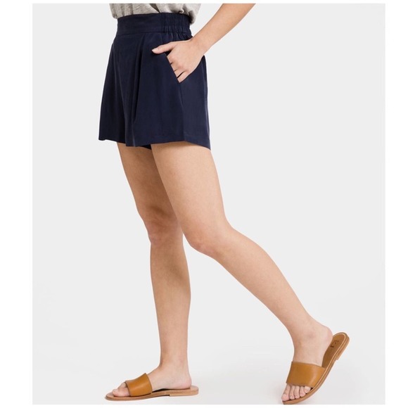 Lilla P Silky Track Shorts Navy Blue Small - Picture 1 of 5